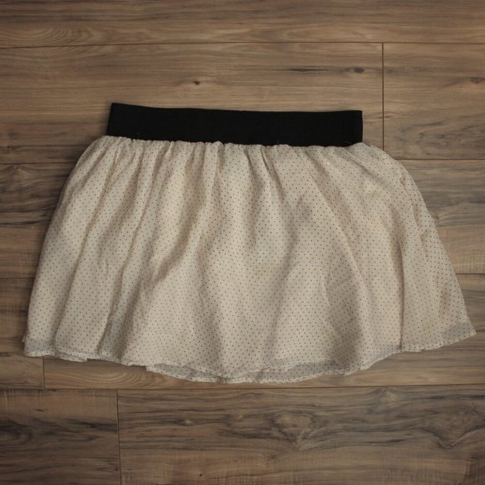 H&M Cream White & Black Polka Dot Circle Skirt L